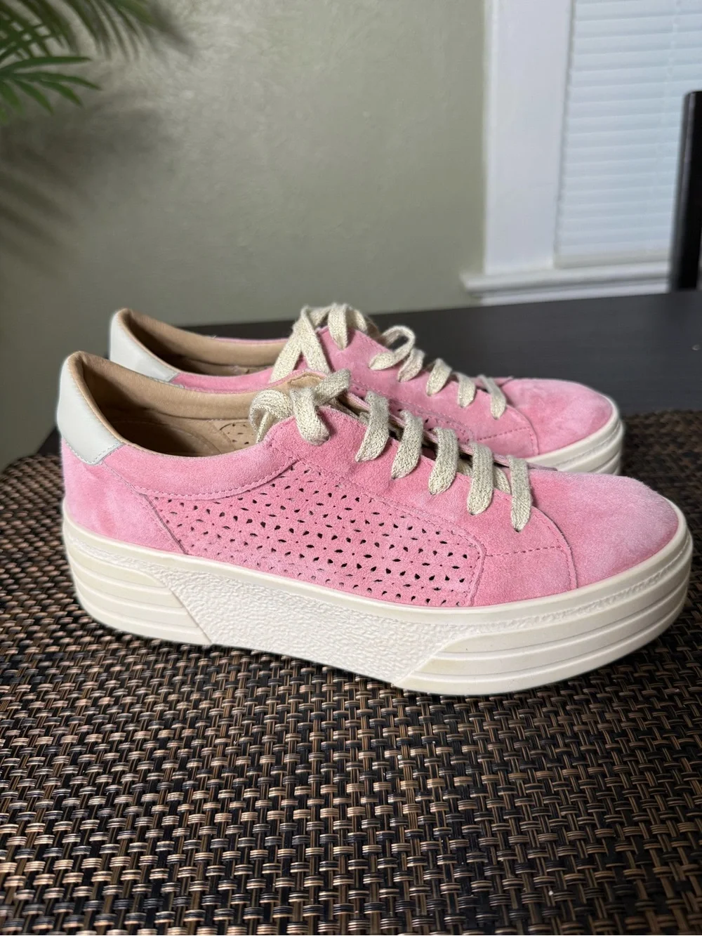 Bos. & Co. Pink Suede Platform Sneaker with Cream Sole